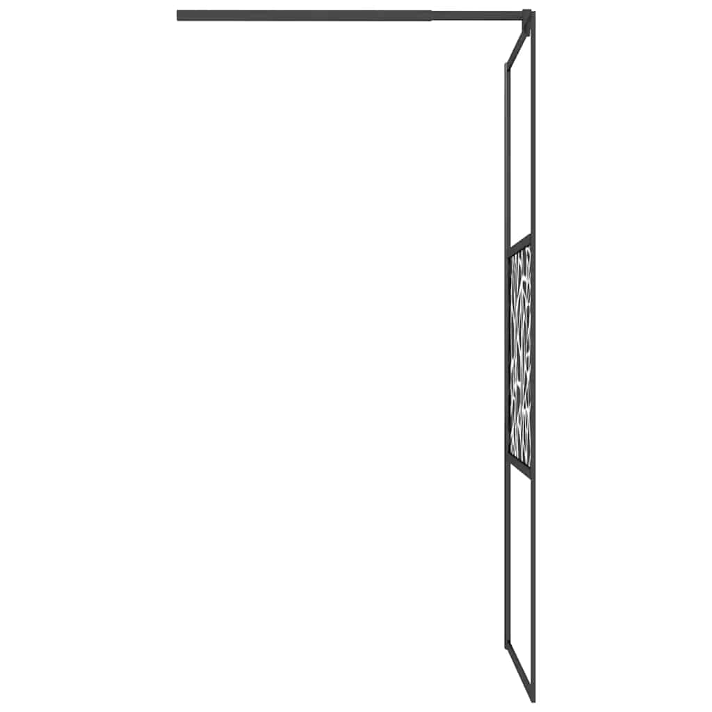 Pregrada za tuš 80 x 195 cm staklo ESG s uzorkom kamena crna