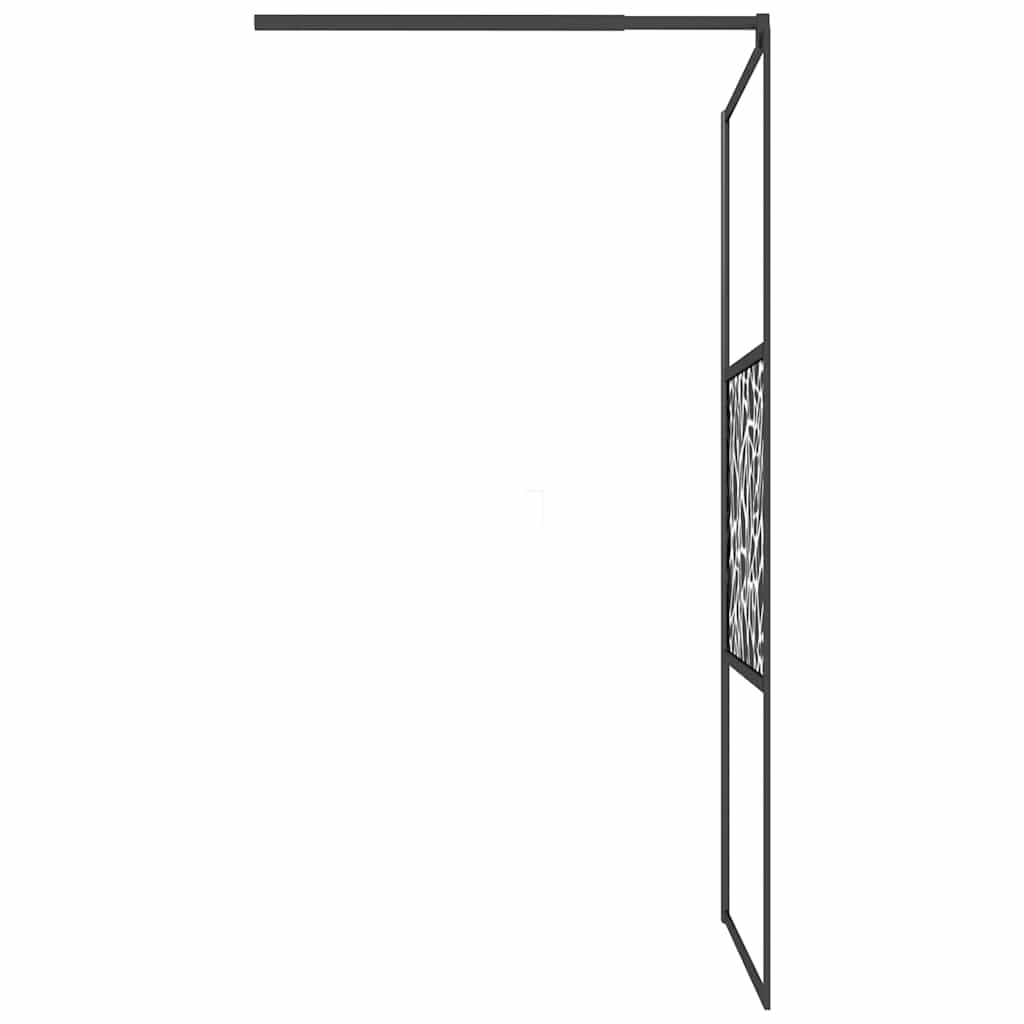 Pregrada za tuš 100 x 195 cm staklo ESG s uzorkom kamena crna
