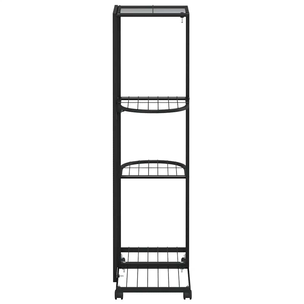 Stalak za cvijeće s 4 kata i kotačima 44x23x80 cm crni željezni