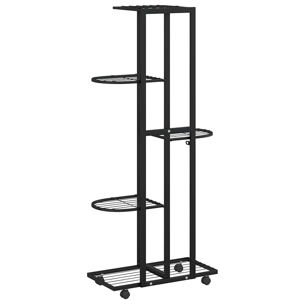 Stalak za cvijeće s 5 katova 44 x 23 x 100 cm crni željezni