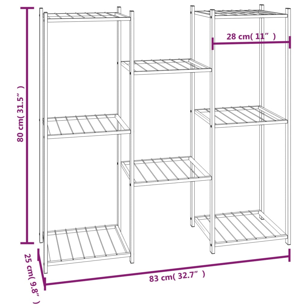 Stalak za cvijeće 83 x 25 x 80 cm crni željezni