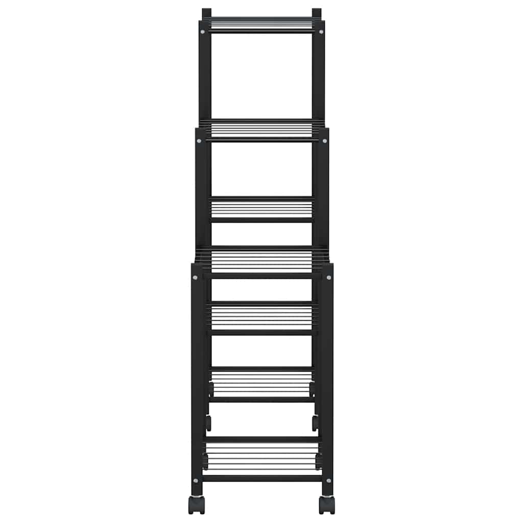 Stalak za cvijeće s kotačima 83 x 25 x 83,5 cm crni željezni