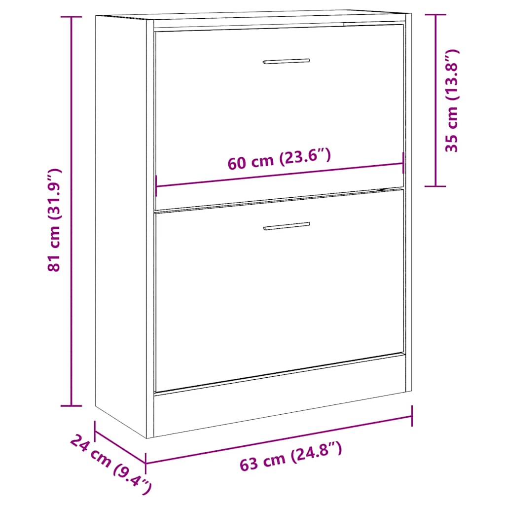 Ormarić za cipele crni 63 x 24 x 81 cm od konstruiranog drva