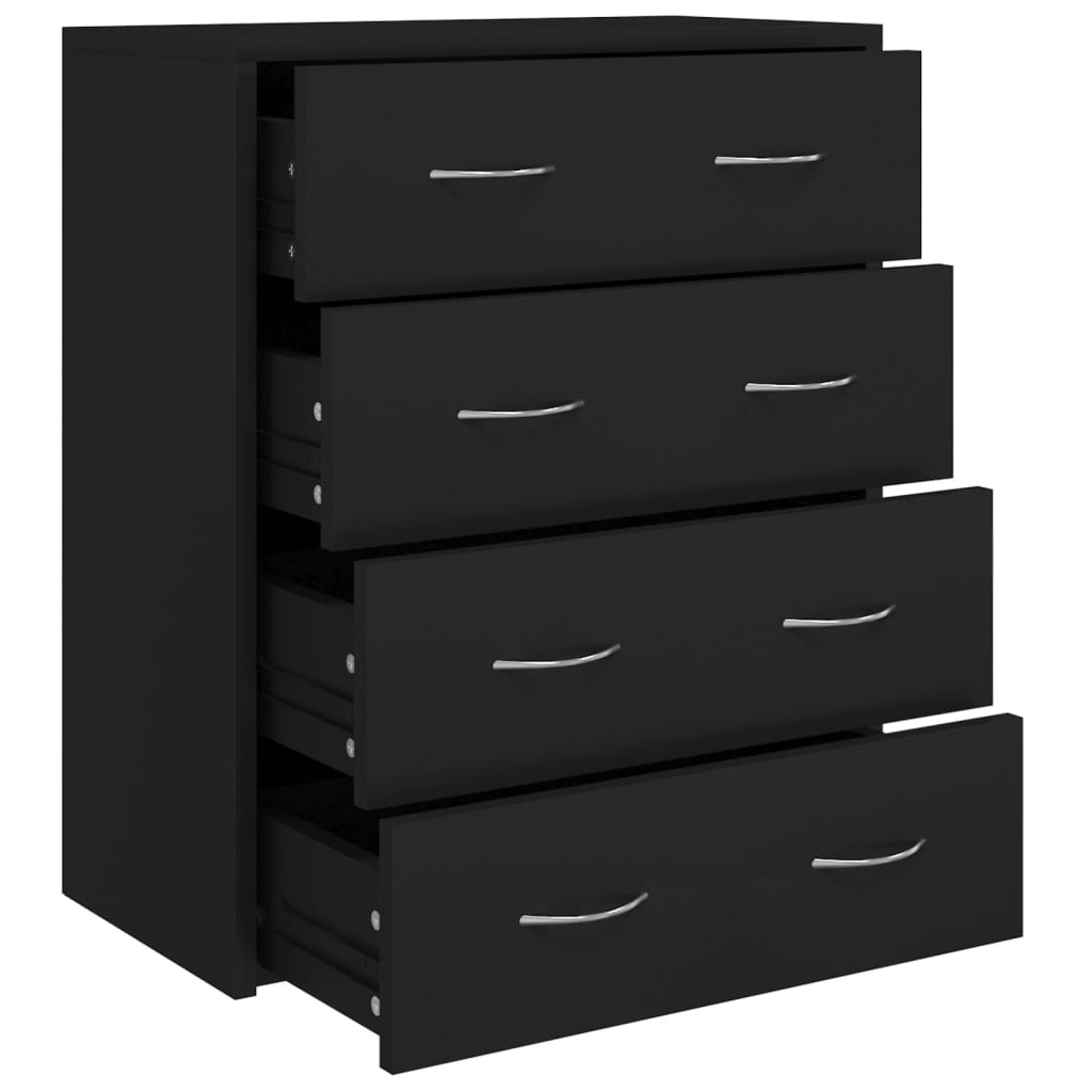 Komoda s 4 ladice 60 x 30,5 x 71 cm crna