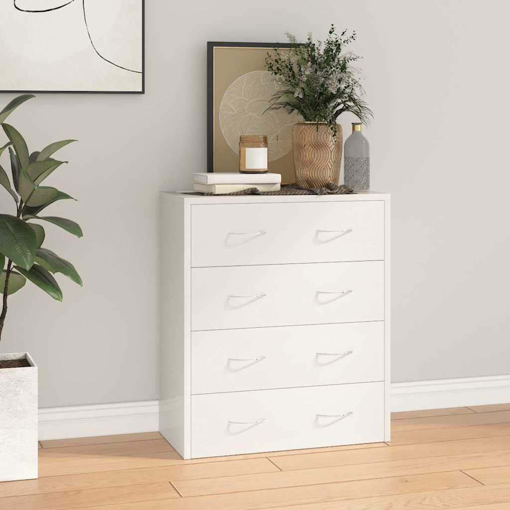 Komoda s 4 ladice 60 x 30,5 x 71 cm visoki sjaj bijela