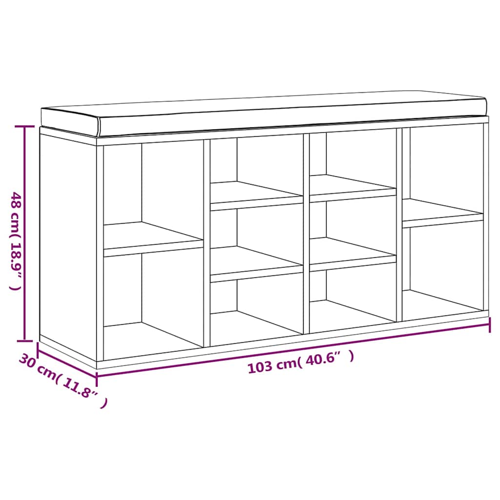 Klupa za cipele sjajna bijela 103x30x48 cm konstruirano drvo