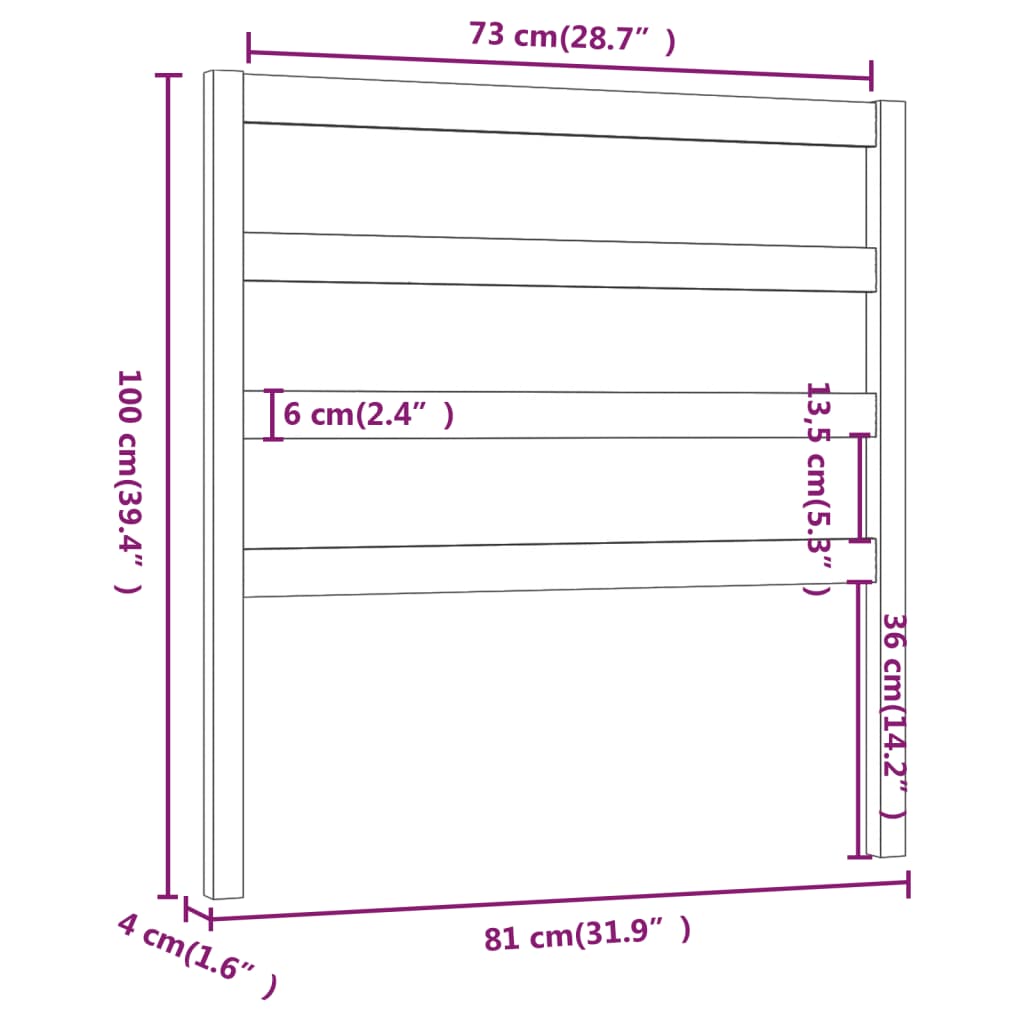 Uzglavlje za krevet boja meda 81 x 4 x 100 cm masivna borovina