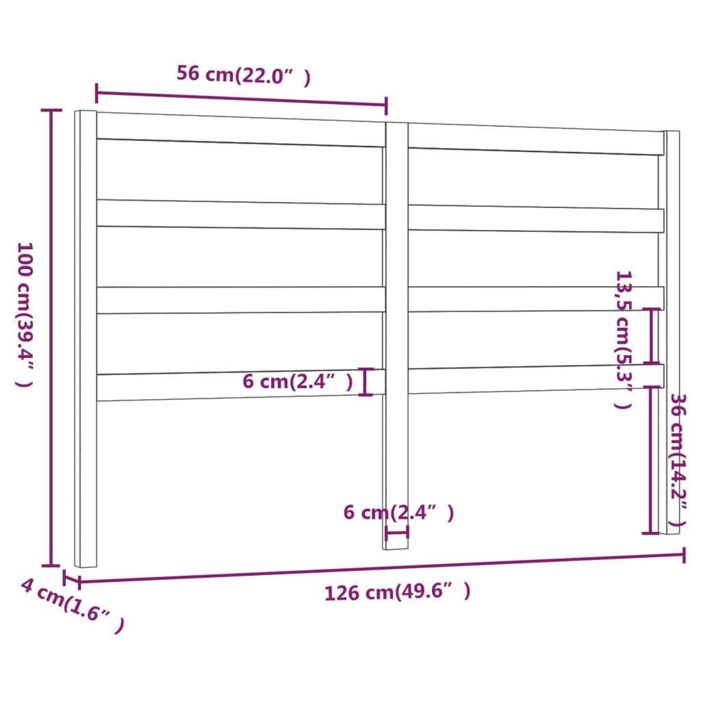Uzglavlje za krevet boja meda 126 x 4 x 100 cm masivna borovina