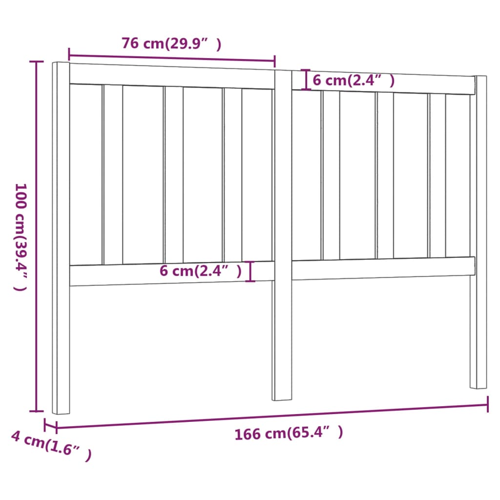 Uzglavlje za krevet sivo 166 x 4 x 100 cm od masivne borovine