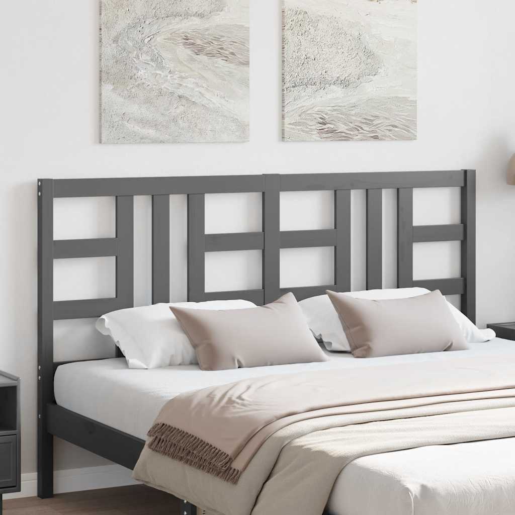Uzglavlje za krevet sivo 166 x 4 x 100 cm od masivne borovine