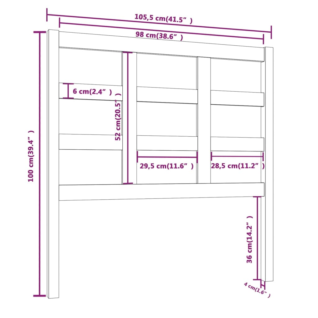 Uzglavlje za krevet boja meda 105,5x4x100 cm masivna borovina