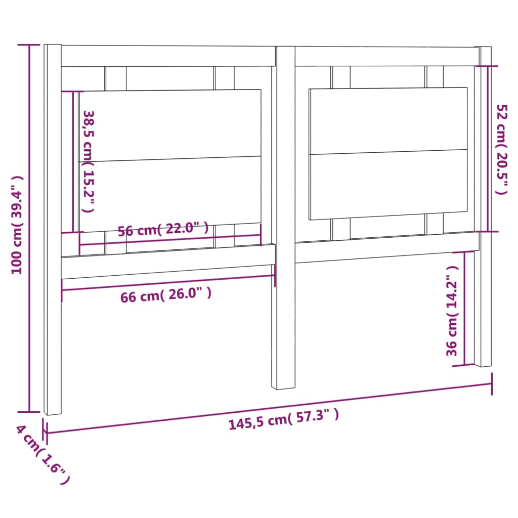 Uzglavlje za krevet 145,5 x 4 x 100 cm od masivne borovine
