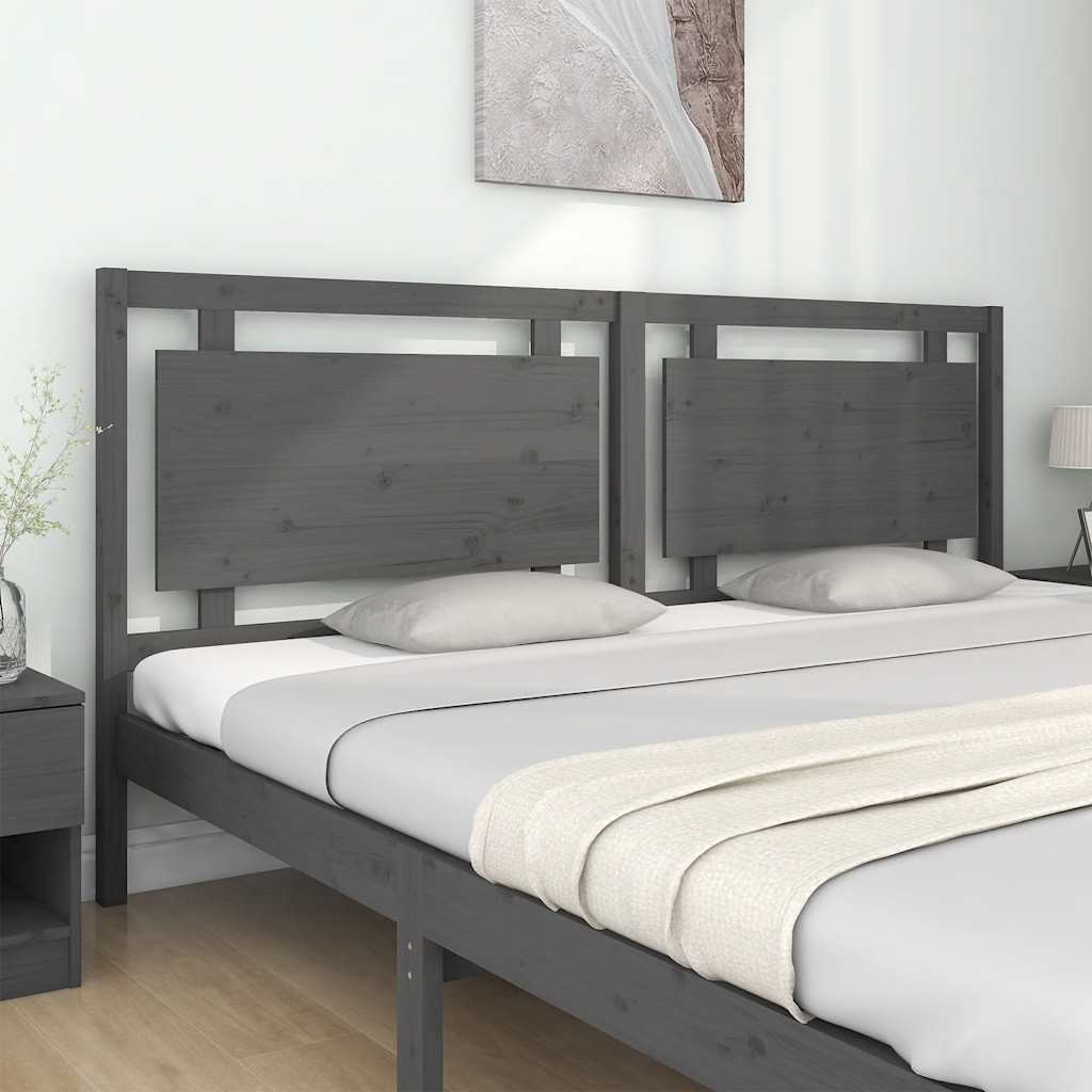 Uzglavlje za krevet sivo 205,5 x 4 x 100 cm od masivne borovine
