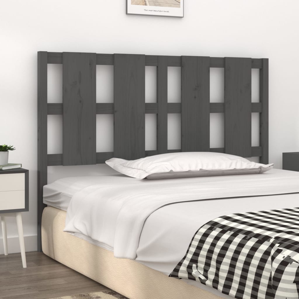 Uzglavlje za krevet sivo 125,5 x 4 x 100 cm od masivne borovine