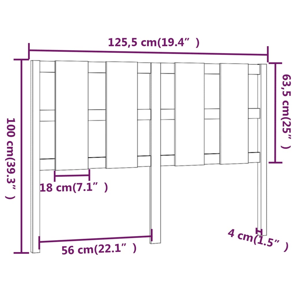 Uzglavlje za krevet boja meda 125,5x4x100 cm masivna borovina