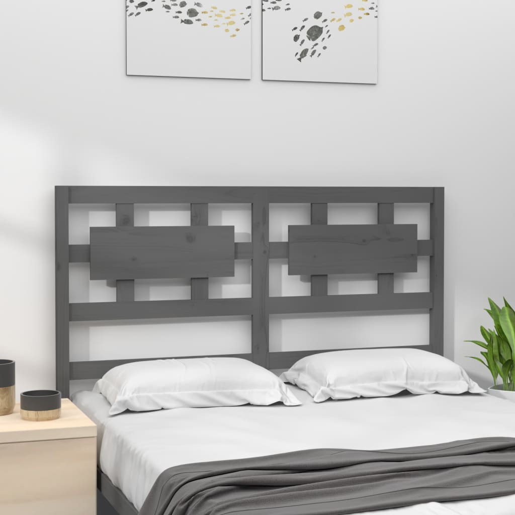Uzglavlje za krevet sivo 125,5 x 4 x 100 cm od masivne borovine