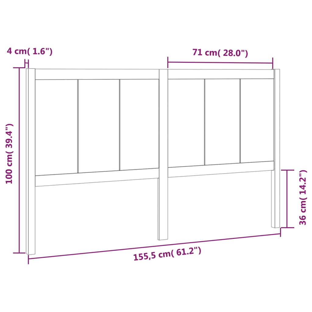 Uzglavlje za krevet 155,5 x 4 x 100 cm od masivne borovine