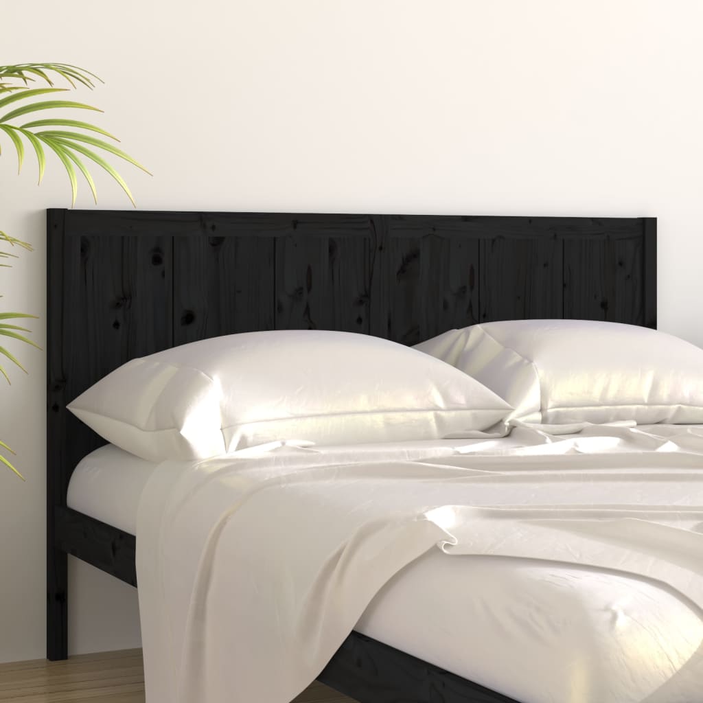 Uzglavlje za krevet crno 205,5 x 4 x 100 cm od masivne borovine