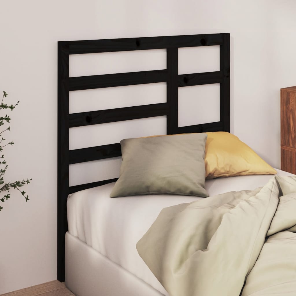Uzglavlje za krevet crno 96 x 4 x 104 cm od masivne borovine