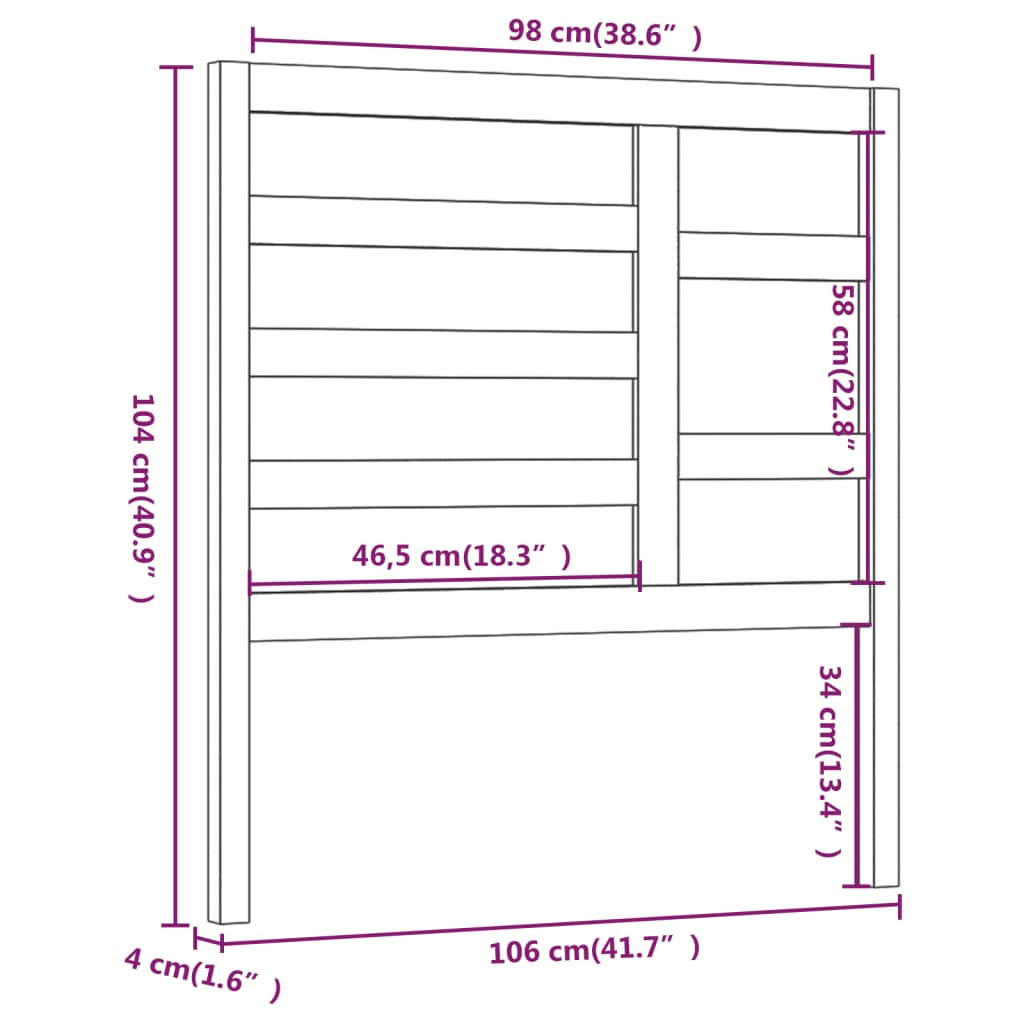 Uzglavlje za krevet boja meda 106 x 4 x 104 cm masivna borovina