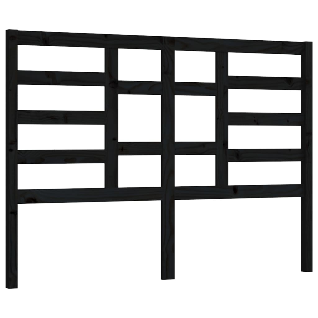 Uzglavlje za krevet crno 126 x 4 x 104 cm od masivne borovine