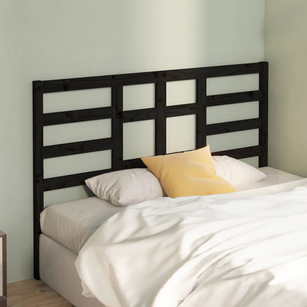 Uzglavlje za krevet crno 146 x 4 x 104 cm od masivne borovine