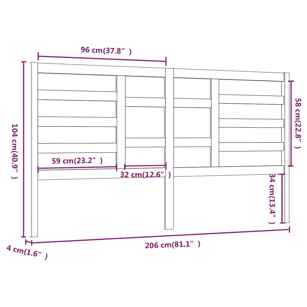 Uzglavlje za krevet boja meda 206 x 4 x 104 cm masivna borovina