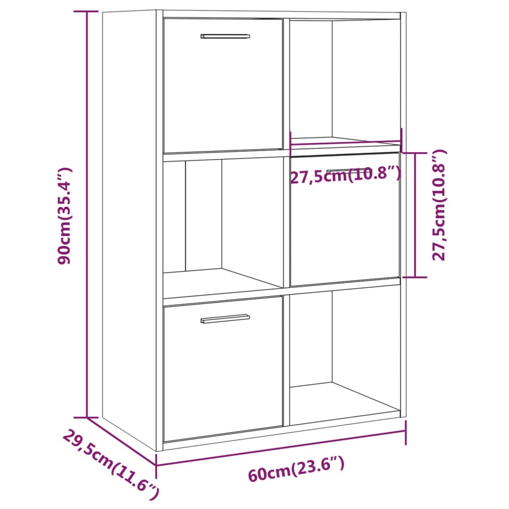 Ormarić za pohranu boja dimljenog hrasta 60 x 29,5 x 90 cm