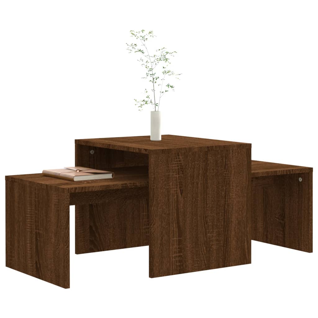 Set stolića za kavu boja hrasta 100x48x40 cm konstruirano drvo