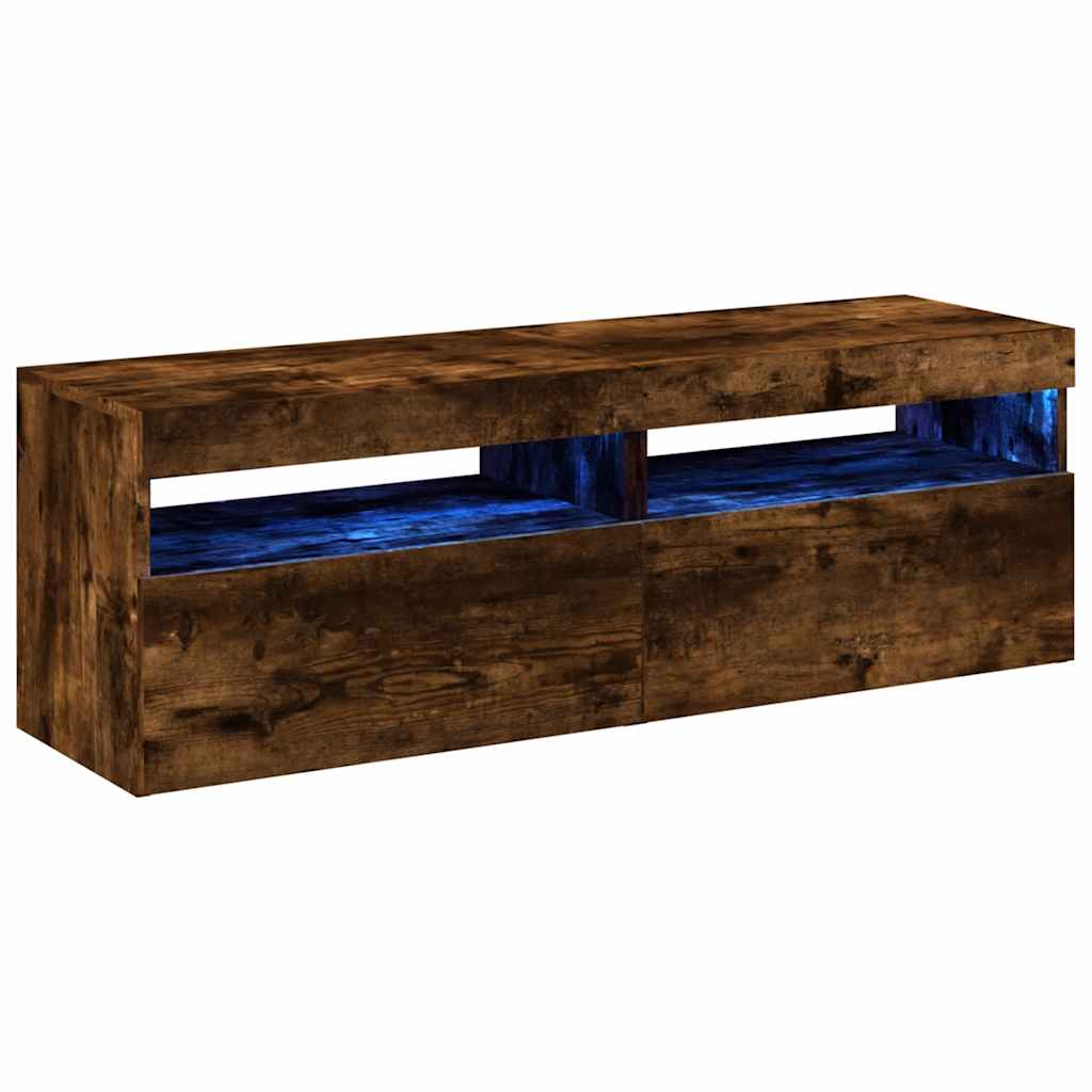 TV ormarići 2 kom s LED svjetlima boja hrasta 60 x 35 x 40 cm