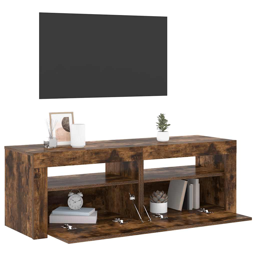 TV ormarić s LED svjetlima boja dimljenog hrasta 120x35x40 cm