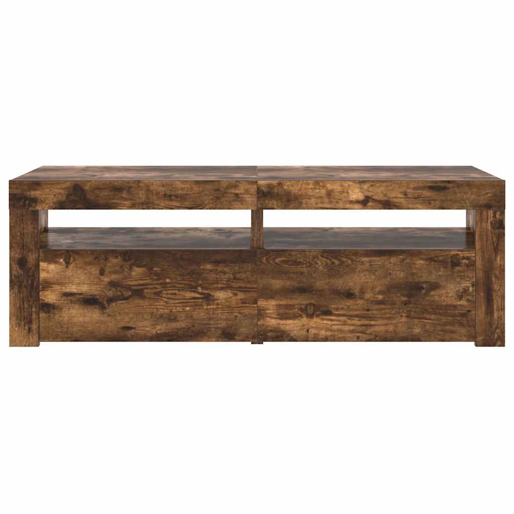 TV ormarić s LED svjetlima boja dimljenog hrasta 120x35x40 cm