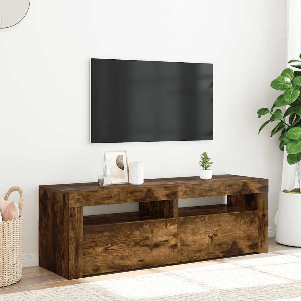 TV ormarić s LED svjetlima boja dimljenog hrasta 120x35x40 cm