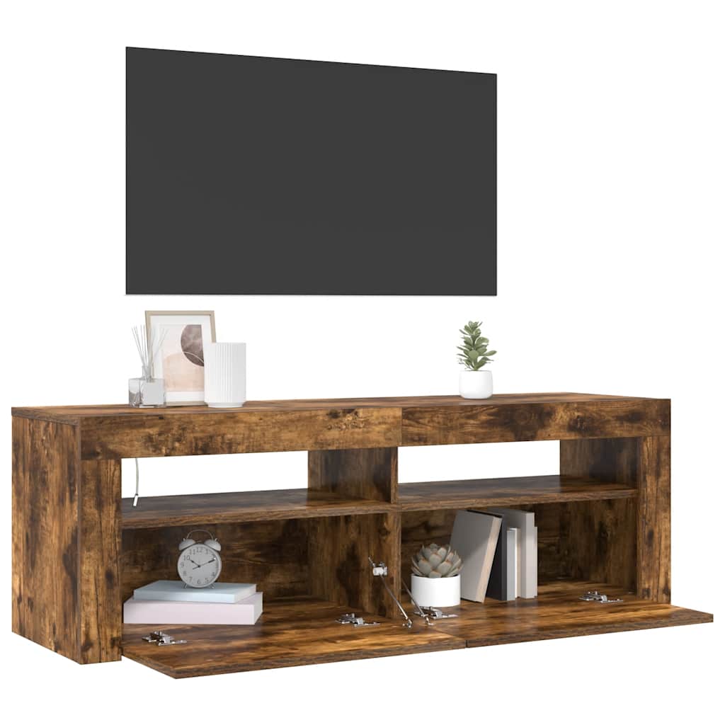 TV ormarić s LED svjetlima boja dimljenog hrasta 120x35x40 cm