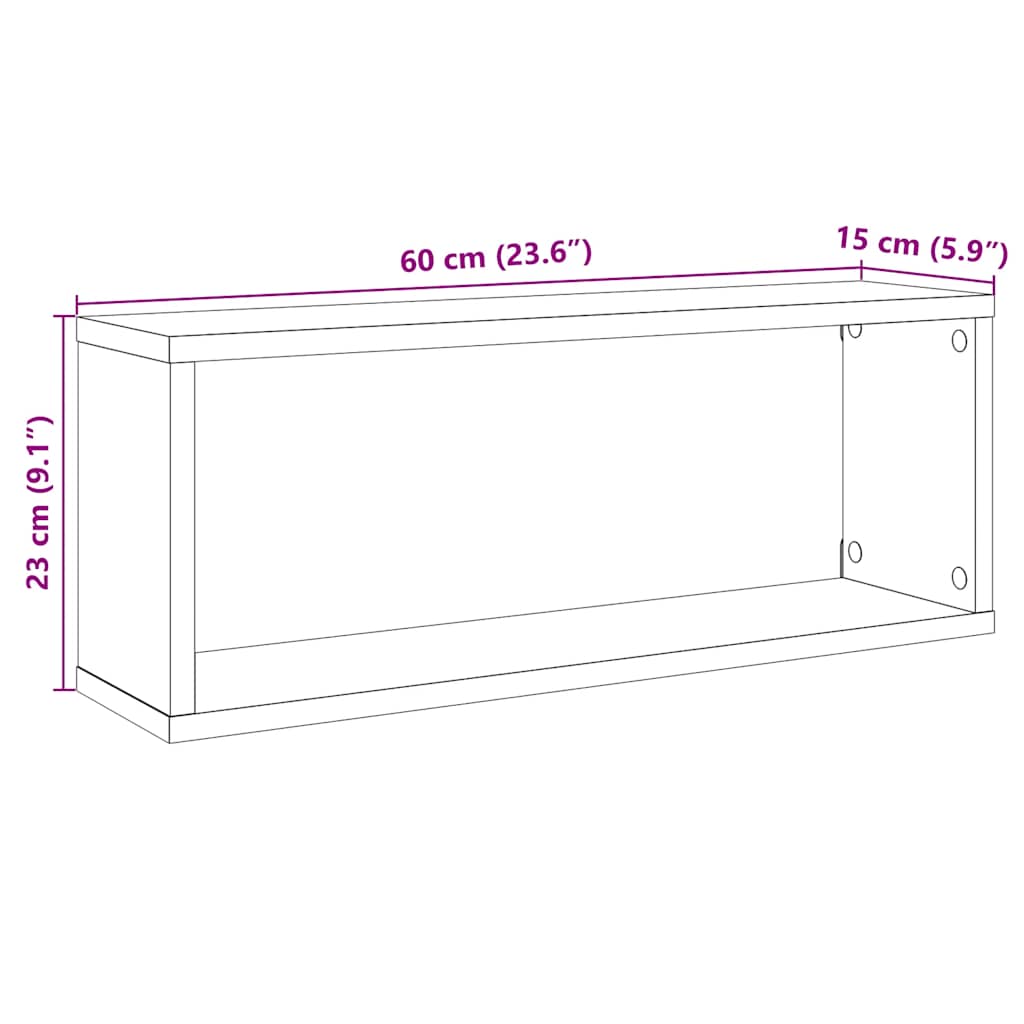 Kockaste zidne police 4 kom hrast sonoma 60 x 15 x 23 cm drvene