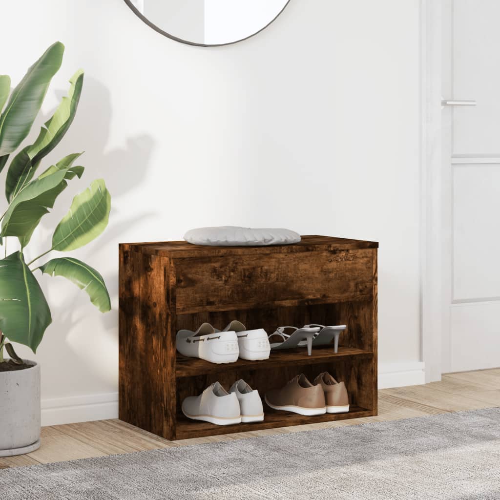 Klupa za cipele dimljeni hrast 60x30x45 cm konstruirano drvo