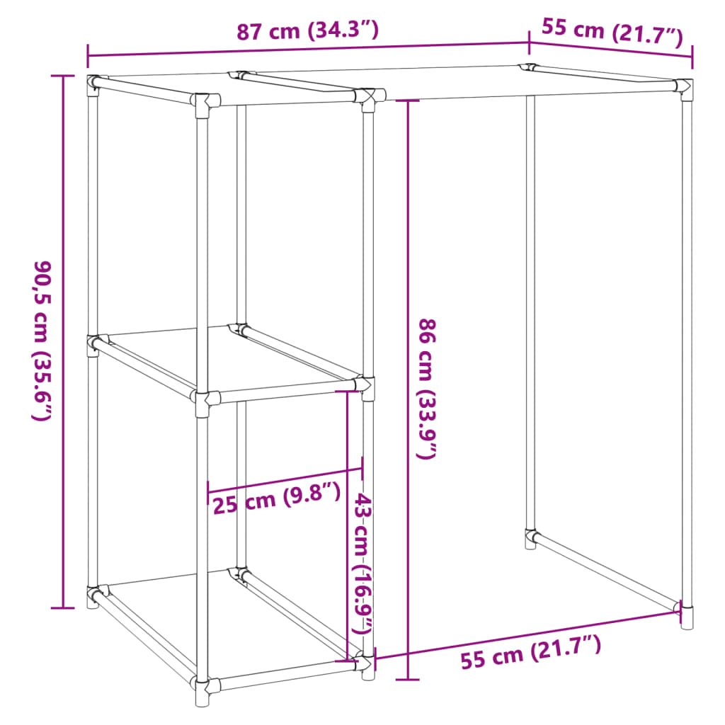 Stalak za pohranu iznad perilice krem 87x55x90,5 cm željezni