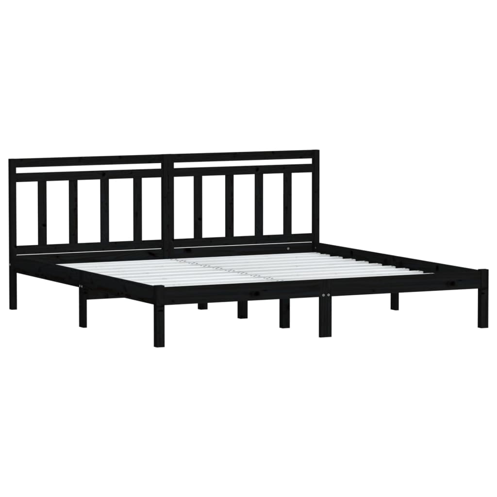 Okvir za krevet od masivne borovine crni 200 x 200 cm