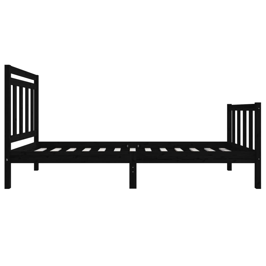 Okvir za krevet crni 75x190 cm jednokrevetni masivno drvo