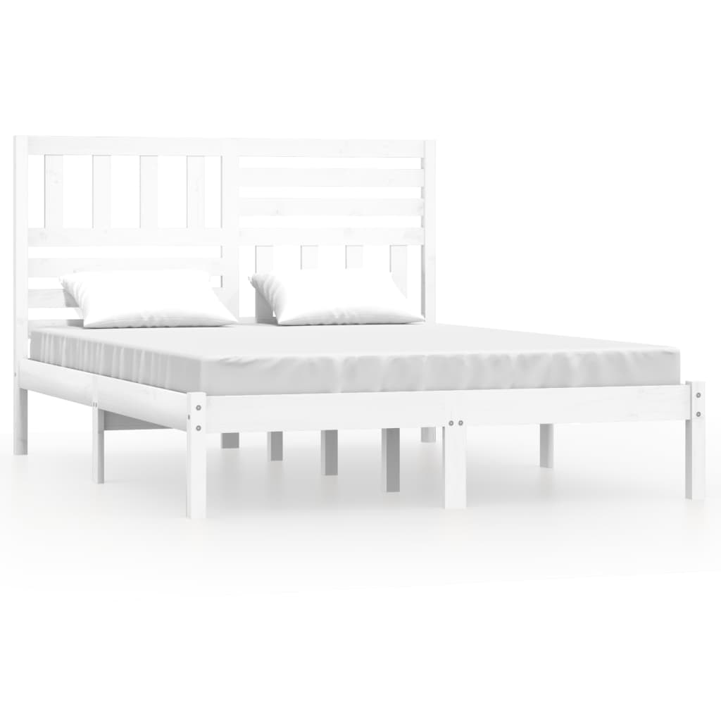 Okvir za krevet od masivne borovine bijeli 140 x 190 cm