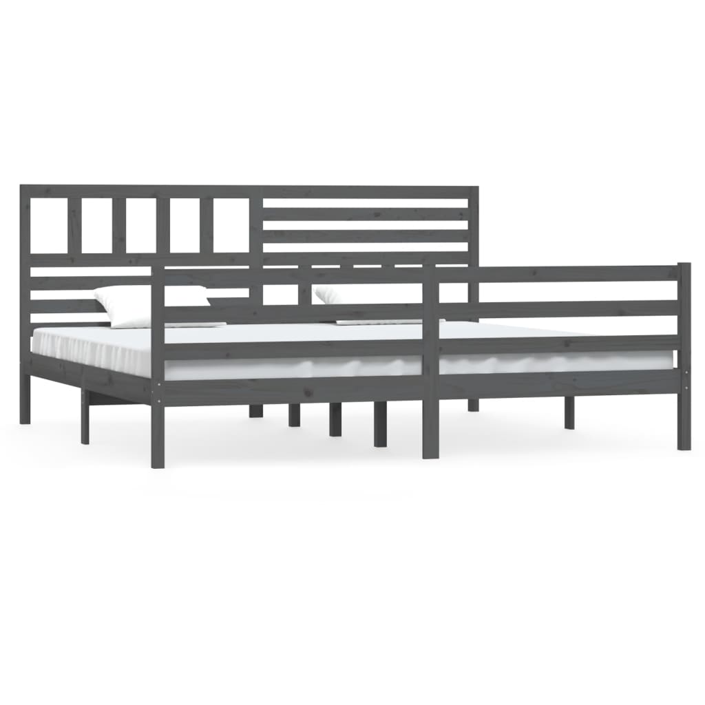 Okvir za krevet od masivnog drva sivi 200 x 200 cm