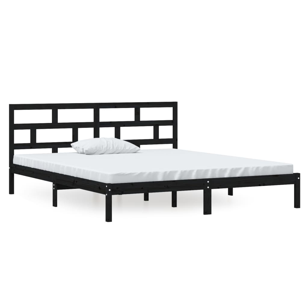 Okvir za krevet od masivnog drva crni 135 x 190 cm bračni