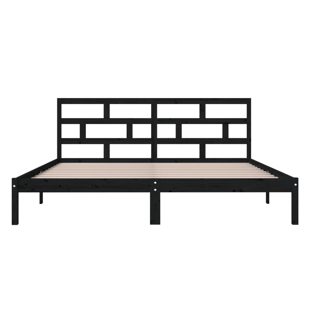 Okvir za krevet od masivnog drva crni 135 x 190 cm bračni