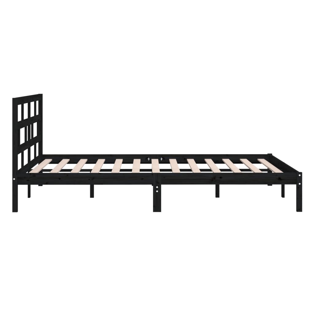 Okvir za krevet od masivnog drva crni 135 x 190 cm bračni