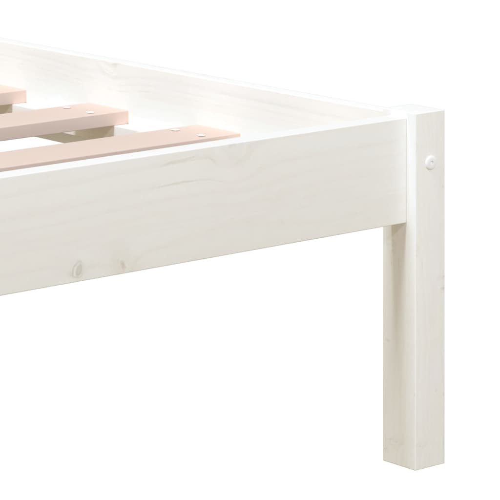 Okvir za krevet od masivne borovine bijeli 140 x 190 cm