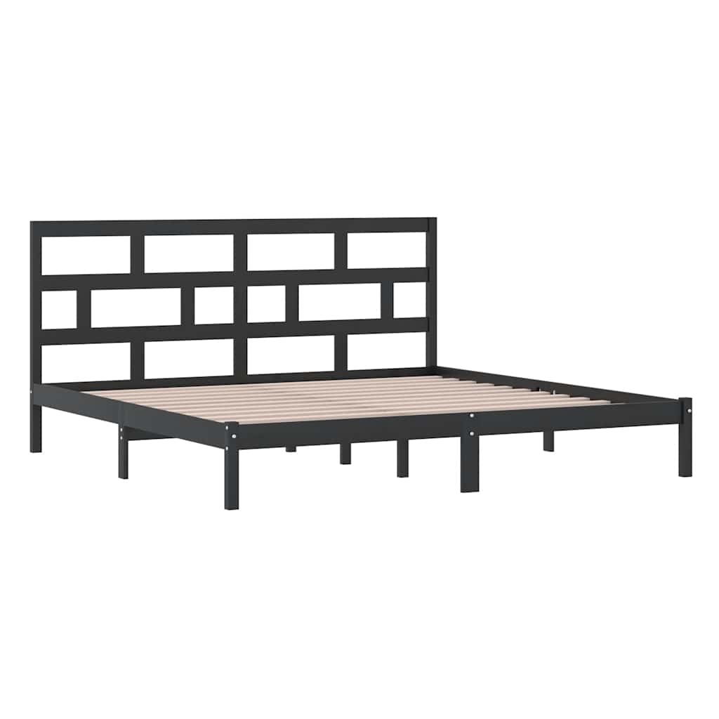 Okvir za krevet od masivne borovine crni 200 x 200 cm