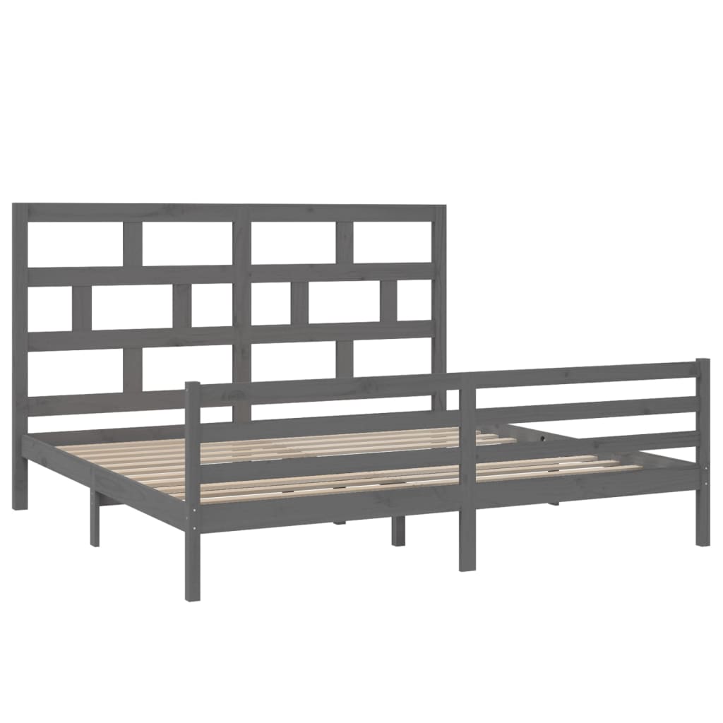 Okvir za krevet od masivne borovine sivi 200 x 200 cm