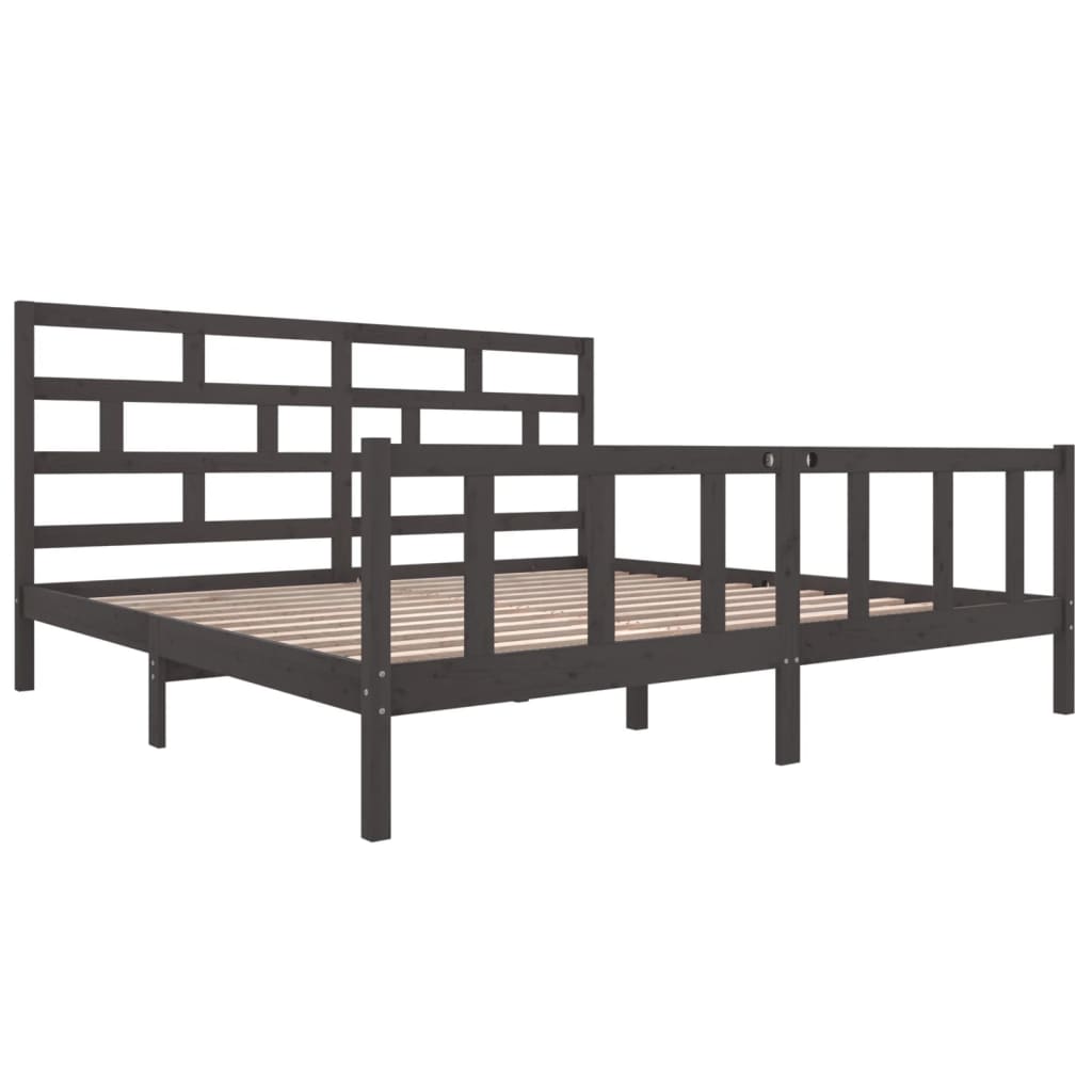 Okvir za krevet od masivne borovine sivi 200 x 200 cm