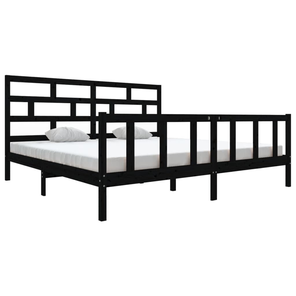 Okvir za krevet od masivne borovine crni 200 x 200 cm