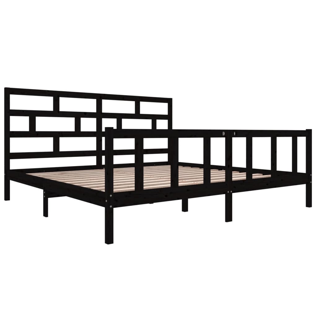 Okvir za krevet od masivne borovine crni 200 x 200 cm